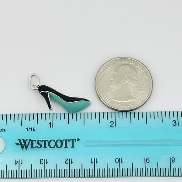 Tiffany Stiletto High Heel Shoe Charm in Blue Black Enamel and Sterling Silver - Picture 5 of 5